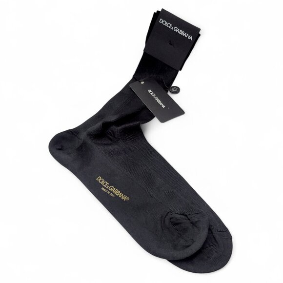 Dolce & Gabbana Men’s Silk Socks Black XL Made in Italy NWT Luxury Designer 0004 - Picture 4 of 11